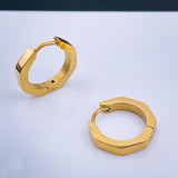Hexagon Stainless Steel Anti Tarnish 18K Gold Hoop Earring Pair for Women