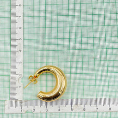 Crescent Stainless Steel Anti Tarnish 18K Gold Hoop Earring Pair Women