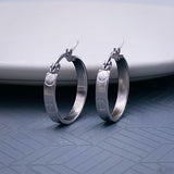 Classic Nail Screw Stainless Steel Silver Hoop Earring Pair for Women