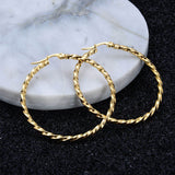 Slim Daily Wear 18K Gold Stainless Steel Hoop Earring for Women