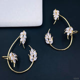 Floral Cubic Zirconia Marquise 18k Gold Copper Ear cuff Earring Women
