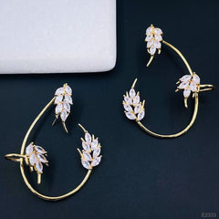 Floral Cubic Zirconia Marquise 18K Gold Copper Ear Cuff Earring