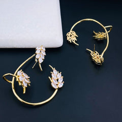 Floral Cubic Zirconia Marquise 18K Gold Copper Ear Cuff Earring