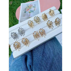 Star Burst Pearl Cubic Zirconia 18K Gold Anti Tarnish Copper Earring for Women