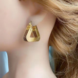 Layered 3D  Triangle Chunky 18K Gold Anti Tarnish Hoop Earring for Women