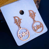 Letter Dior CD Rose Gold Stainless Steel Dangler Drop Earring for Women