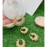 Chunky Rings 18K Gold Cubic Zirconia Hoop Bali Earring for Women
