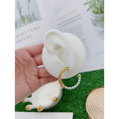 Pearl Wire 18K Gold Hoop Earring Pair for Women