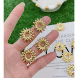 Daisy Sun Flower Glossy 18K Gold Stud Earring for Women