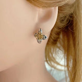 Glossy Leaf Flower Silver Stud Earring for Women