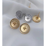 Quirky Button Matte 18K Gold Cubic Zirconia Stud Earring for Women
