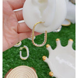 Dual Layer Pearl 18K Gold Geometric Hoop Earring for Women