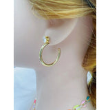 Daily Wear Solitaire Glossy 18K Gold Hoop Bali Earring Women
