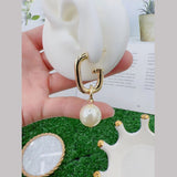 Pearl Drop Smart 18K Gold Square Hoop Bali Earring for Women
