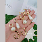 Pearl Drop Smart 18K Gold Square Hoop Bali Earring for Women