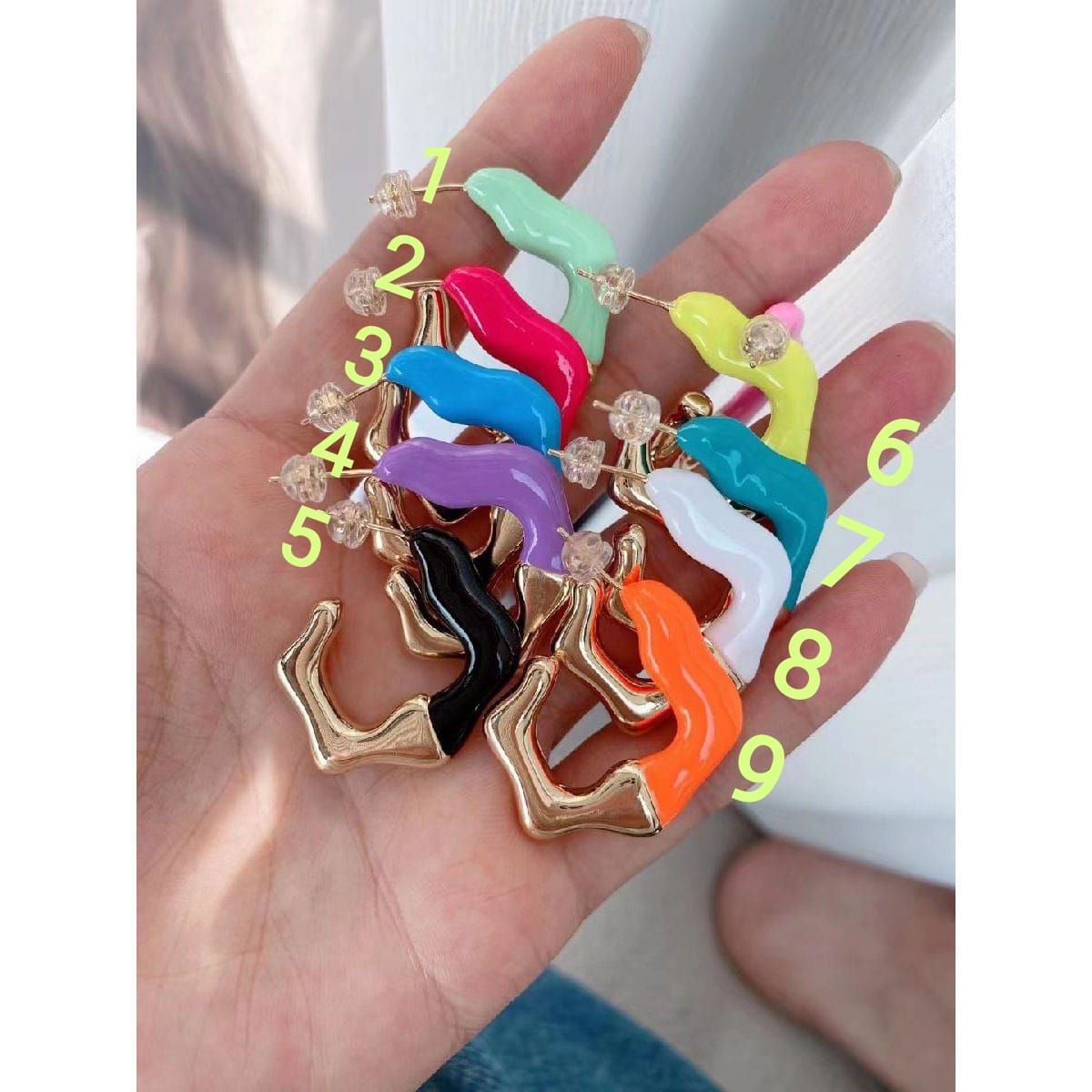 Enamel Curly 18K Gold Smart Copper Hoop Bali Earring For Women