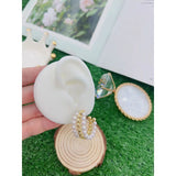 Triple Layer Pearl Glossy 18K Gold Beads Hoop Bali Earring for Women