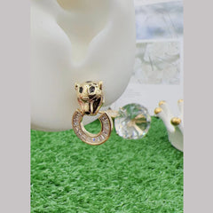 Panther Cubic Zirconia Baguette 18K Gold Stud Drop Earring for Women