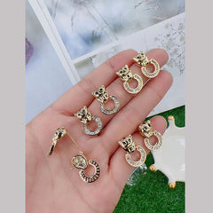 Panther Cubic Zirconia Baguette 18K Gold Stud Drop Earring for Women