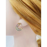 Semi Circle Rainbow Multi Color Baguette Cubic Zirconia 18K Gold Stud Earring for Women