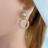 Intricate Pearl 18K Gold Dangling Earring for Women