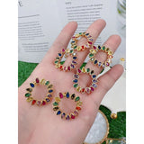 Rainbow Multi Color Pear Cubic Zirconia 18k Gold Stud Earring for Women