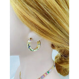 Rainbow Multi Color Cubic Zirconia 18K Gold Hoop Earring for Women