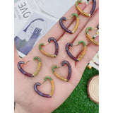 Rainbow Multi Color Heart Love 18K Gold Hoop Earring for Women