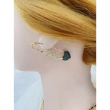 Love Heart Safety Pin 18K Gold Single Ear Earring for Women