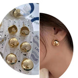 Glossy Ball Crescent 18K Gold Copper Stud Earring for Women