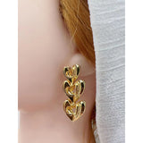 Triple Heart Love Copper Glossy 18K Gold Dangler Drop Earring for Women