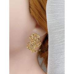 Curly Rose Twisted Copper 18K Gold Hoop Earring for Women