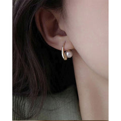 Dainty Pearl Glossy Copper 18K Gold Hoop Earring For Women