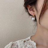 Simple Pearl Glossy 18K Gold Copper Stud Drop Earring for Women