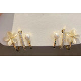 Flower Pearl cubic zirconia Copper Huggie Stud Earring for Women