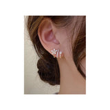 Flower Pearl cubic zirconia Copper Huggie Stud Earring for Women