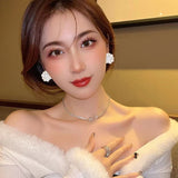 White 3D Flower Acrylic Gold Stud Earring for Women