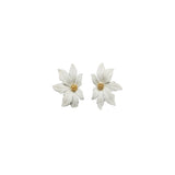 Large White Flower Copper 18K Gold Stud Earring for Women