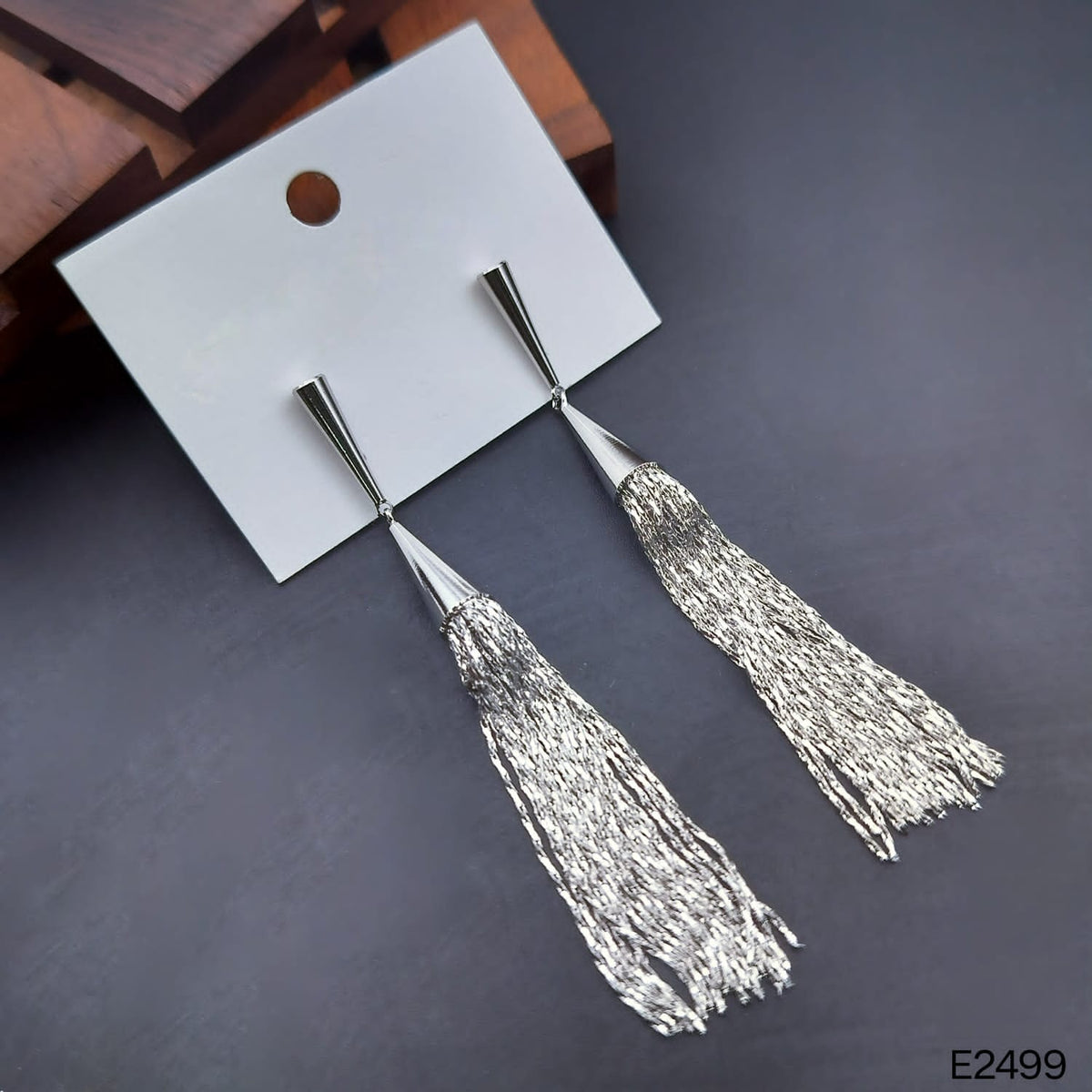 Long Chain Sliver Tassel Dangling Earring for Women