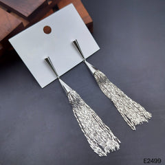 Long Chain Sliver Tassel Dangling Earring for Women