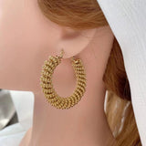 Large Wired Rope 18K Gold Anti Tarnish Copper Hoop Bali Earrings for Women