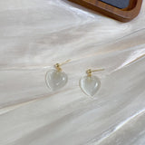 Mother of Pearl Heart Love 18K Gold Copper Stud Earring for Women