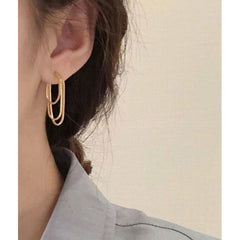 Triple Box Chain 18K Gold Dangling Earring for Women