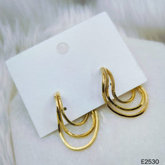 Triple Box Chain 18K Gold Dangling Earring for Women