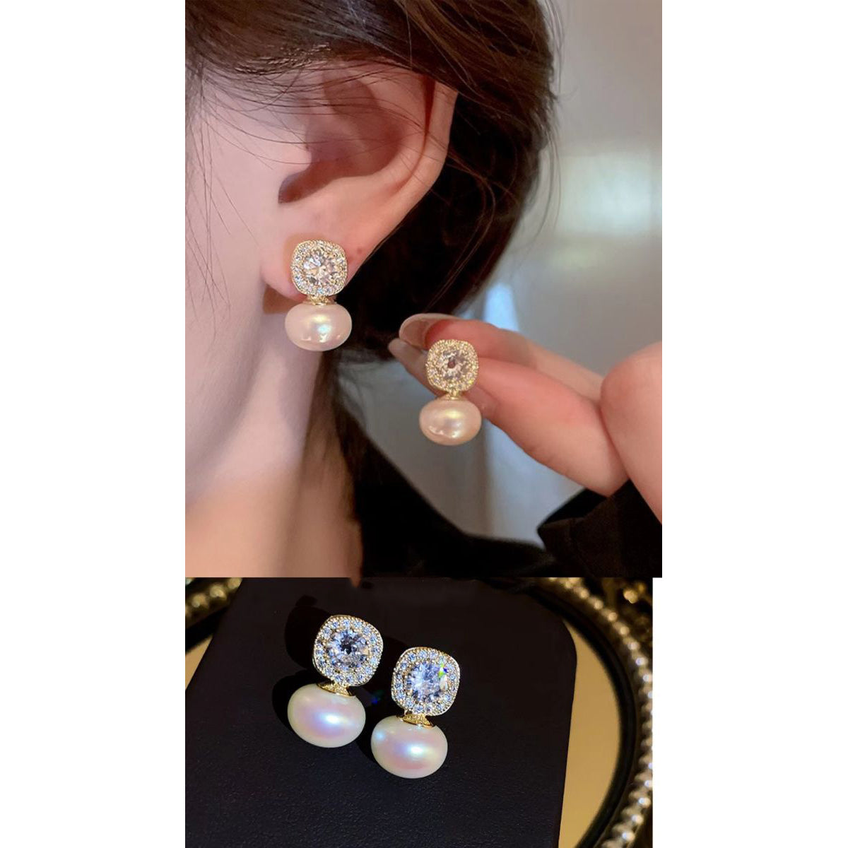 Gold Geo V Front +Back Studs - Gorgeous Bling Jewelry & Accessories