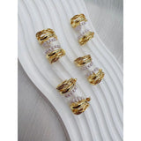 Pearl 18K Glossy Gold Triple Layer Hoop Bali Earring for Women