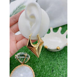 Triangle 3D 18K Gold Anti Tarnish Glossy Hoop Earring for Women
