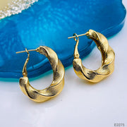 Classic Crunky Gold Copper Hoop Bali Earring Pair For Women