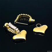 Baguette Heart Cubic Zirconia 18K Glossy Gold Dangling Drop Earring for Women