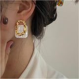 Mother Of Pearl 18K Gold Anti Tarnish Stud Dangler Earring For Women